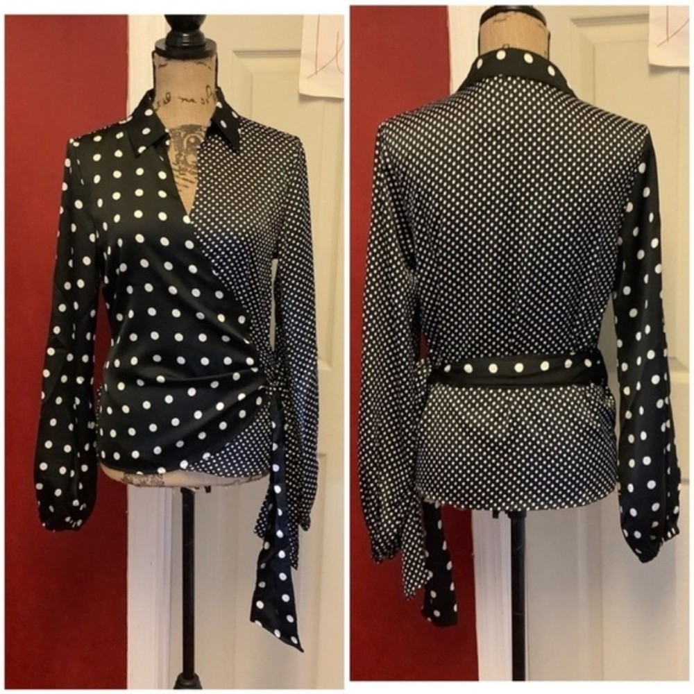 NWT Do & be polka dot wrap blouse size small